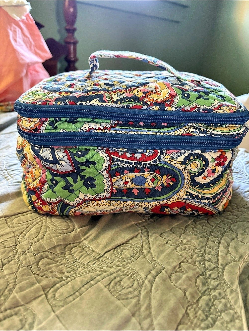 Vera Bradley Quilted Cosmetic Train Case Paisley Multicolor